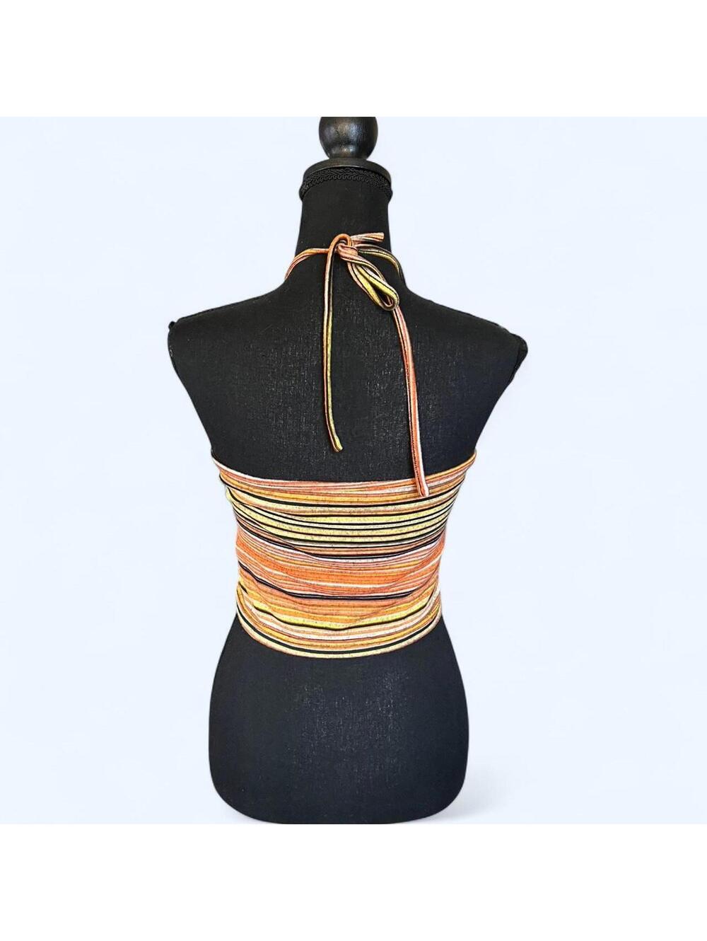 Romwe striped halter tube crop top size medium 💗 - Picture 4 of 6
